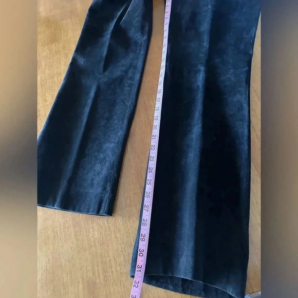 Vintage Lord & Taylor Suede Leather Pants. Black Size 8 - Picture 10 of 12